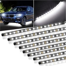 8 Pcs Car Led Light Strip IP67 Waterproof 11" Flexible Led Lights white