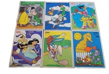 VTG Lot of 17Playskool Wooden Puzzles SESAME STREET DISNEY Mickey Mouse 70-90s