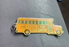 Vintage Keychain ABBEY PRESS school Bus