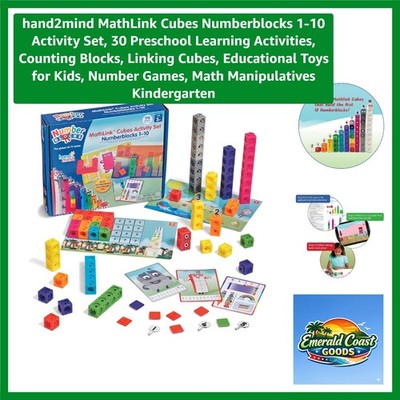 MathLink Cubes Numberblocks 1-10 Activity Set, 30 Preschool Learning Activiti...