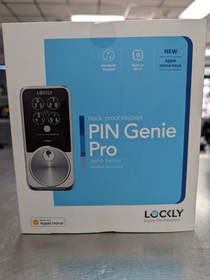 Lockly Pin Genie Pro Satin Nickel Deadbolt Apple Home Key Wi-Fi Smart Lock NEW