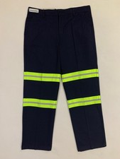 Red Kap Reflective Hi Vis Mens Navy Blue 100 Cotton Work Pants 40W x 34L B01