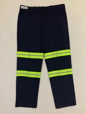 Red Kap Reflective Hi Vis Mens Navy Blue 100% Cotton Work Pants 40W x 34L #B01