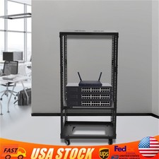 18U 18.5" 4 Post Open Frame Network Server Rack Adjustable Partition 0-31.5''