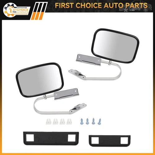 Pair Side Mirrors Fits 80-96 Ford F250 Super Duty Stainless Steel Manual Fold
