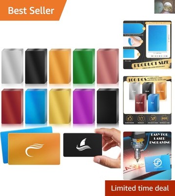 100 Elegant Aluminum Business Card Blanks - 5 Vibrant Colors for Customization