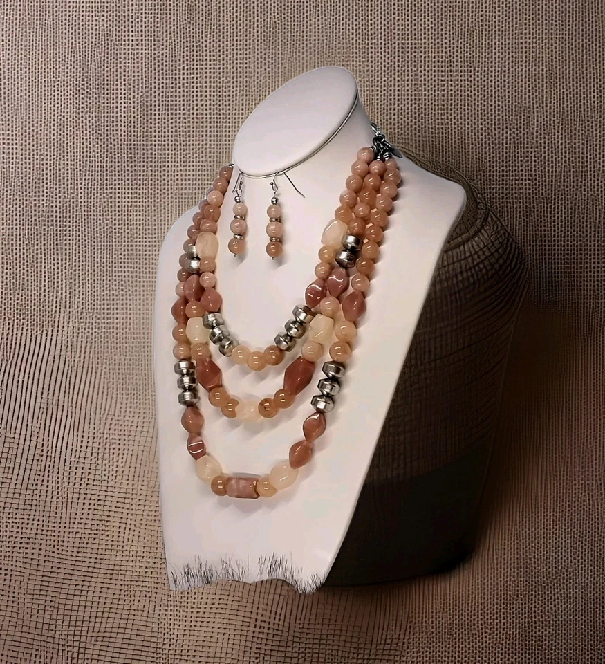 CHICO'S Charming Strawberry 🍓 石英 12 英寸 L 项链 + 匹配 2 英寸 L 耳环 Ju2 — 第 3/4 张图片