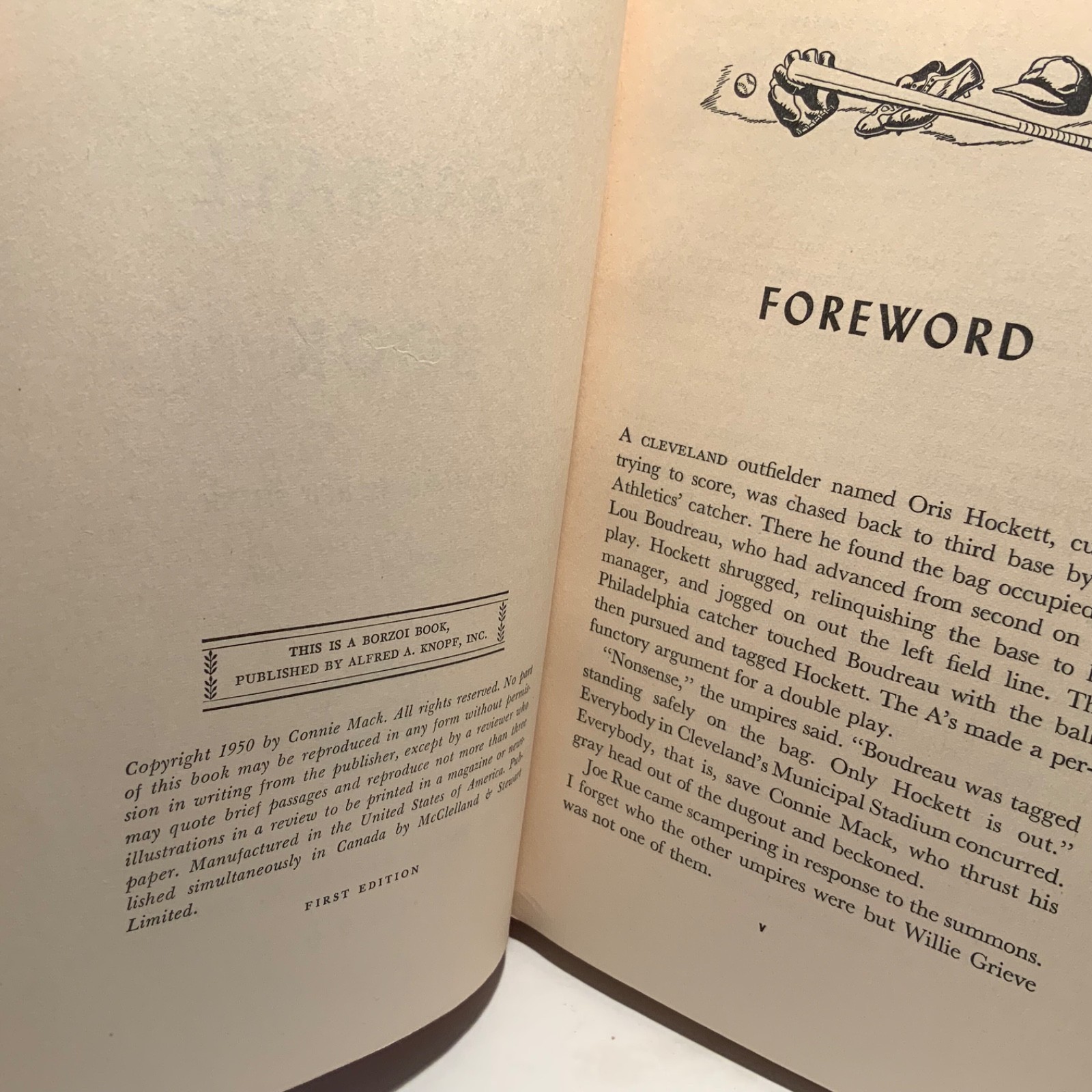 Connie Mack’s Baseball Book Advance Review copy + Knopf promo letter 1950 NF/VG+