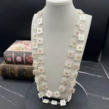 Contemporary White Mother-Of-Pearl Crystal Beaded Double Stranded Necklace
