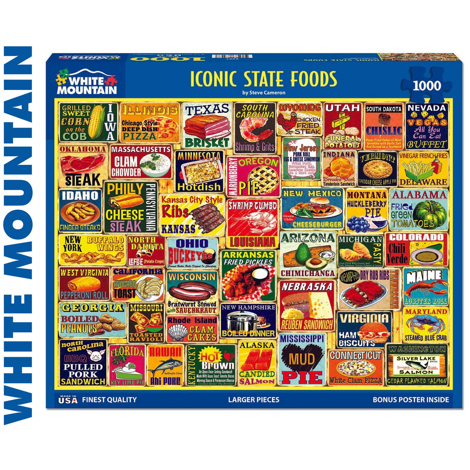 ICONIC STATE FOODS 1000 pc super deluxe Jigsaw Puzzle WHITE MOUNTAIN 2021pz