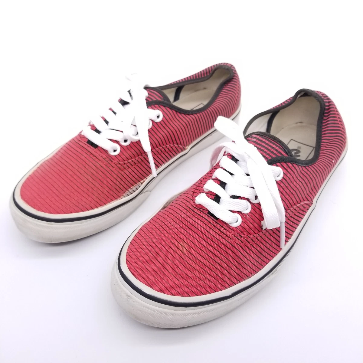 VANS Authentic Women s 8 Shoes Red Striped Sneakers Low Top Lace Up Canvas