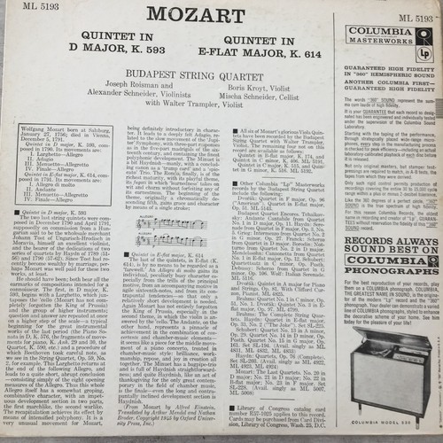 MOZART- Quintets K.593/K.614: Budapest String Quartet (US Columbia 6eye ML 5193) - Picture 2 of 4