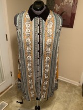 Emma & Michele Plus Size Dress Size 2X Button Front Sleeveless Multi-colored