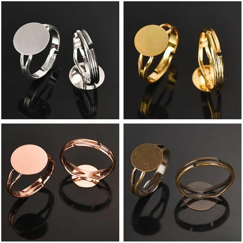 20pcs Adjustable Blank Ring Base 12mm Cabochon Cameo Bezel Trays Jewelry Making - Picture 5 of 16