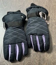 Girls Black Winter Snow Gloves Waterproof Size 4-7