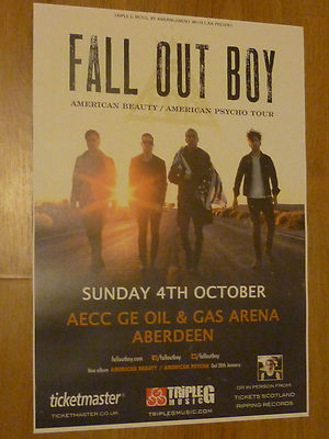 FALL OUT BOY Concert poster - Aberdeen 2015 live music show tour Gig memorabilia