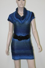 SAY WHAT? Lot OF 2 Sweater Dress W/Cowl Neck, Cap Sleeves & Belt - Size Large