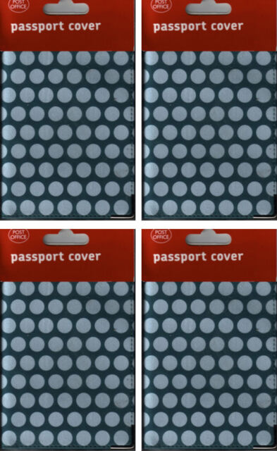 4 X Post Office Passport Covers - Polka Dot Blue/White NEW + FREE P&P