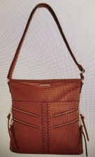Rampage Brown Cognac Shoulder Bag To Crossbody Large Zipper Pocket Tote Nwt