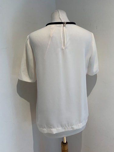 Ted Baker Sassa blouse Size 3 UK 12 VGC bow neck cream chiffon boxy smart - Picture 6 of 10