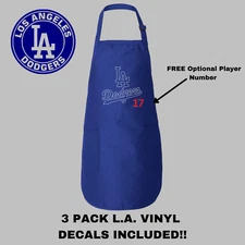 LA Dodgers Baseball MLB BBQ Apron-Decals Included-Add Optional Player Number