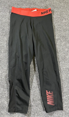 Nike Pro Dri Fit Leggings Women Small Black Red Training Capri