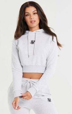 SikSilk Womens Ice Grey Marl Core Track Top UK10 Small
