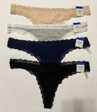 Jenni Women's Thongs 4 Pair Size XLarge, Black, Chai, Navy, and Grey, NEW