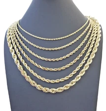 Real 10K Yellow Gold Rope Chain Necklace 26 Inch 3mm- 10mm Real 10k Men Women
