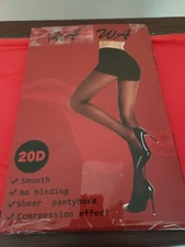 HAOWA 20D Control Top Pantyhose 2 pairs Black soft & silky/enhanced toes