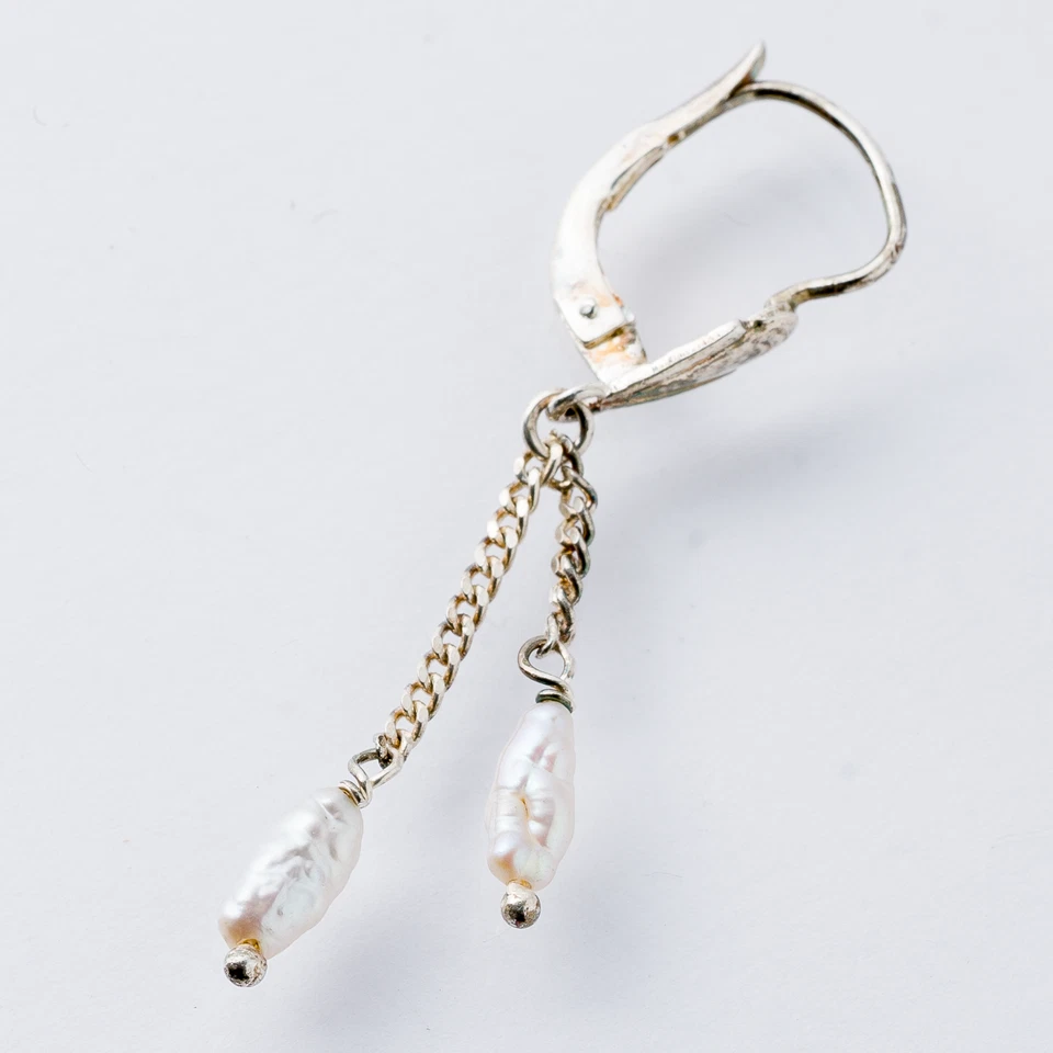 Einzelner Ohrring Hängeohrring Perlmutt 835er Silber 0,69 g - Bild 2 von 4