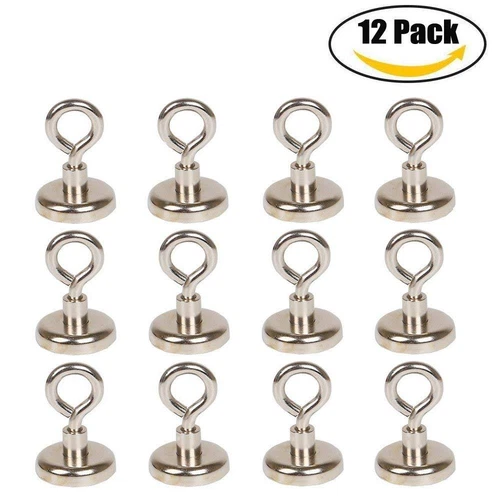 12 Pack Powerful Heavy Duty Neodymium Magnetic Hooks Eyebolt Strong Magnets - Picture 1 of 6