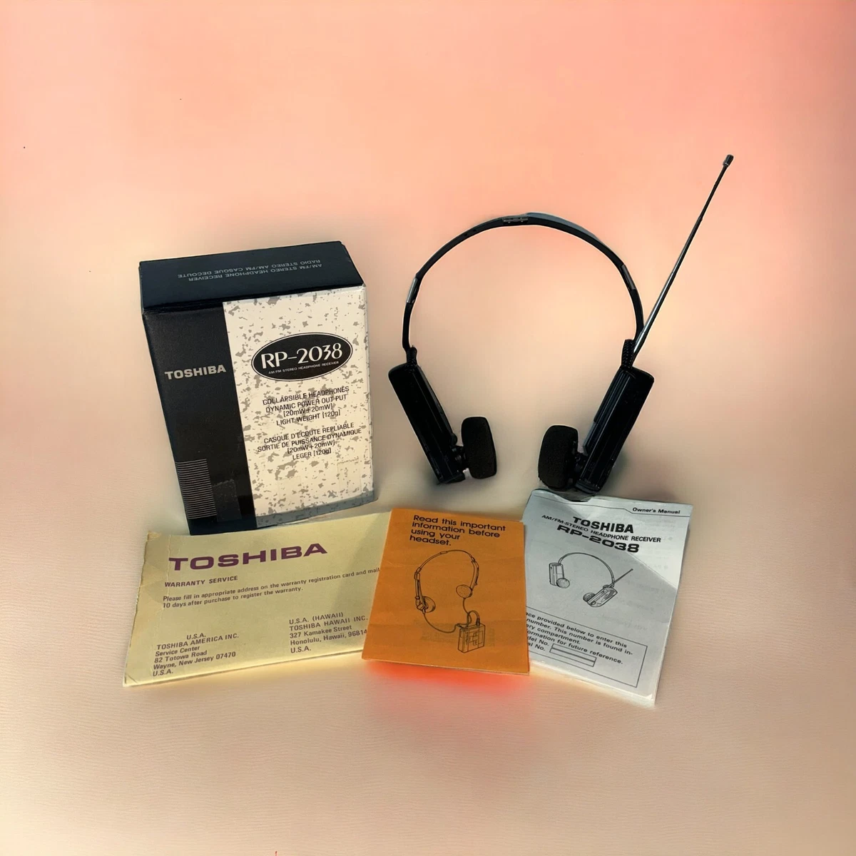 Casque Stéréo Vintage Toshiba HR-FM7 Avec Radio FM - Non Testé - Fabriqué Au Japon