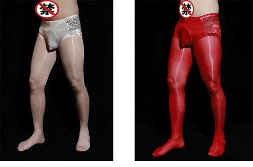 Men Sexy Oily Stockings Ultra-Thin See Transparent Seamless Pantyhose Underwear - Picture 7 of 30