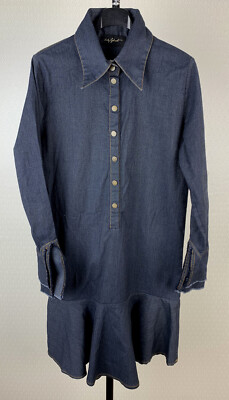 HOLY GHOST Damen Gr. 38 Jeanskleid Stretch Kleid Demnim blau langarm 8B9