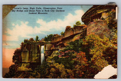 c1940s Lookout Mountain TN Rock City Gardens Lover's Leap Postcard