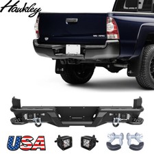 Fit For 2005-2015 Toyota Tacoma Textured Steel Rear Bumper W License Plate Hole