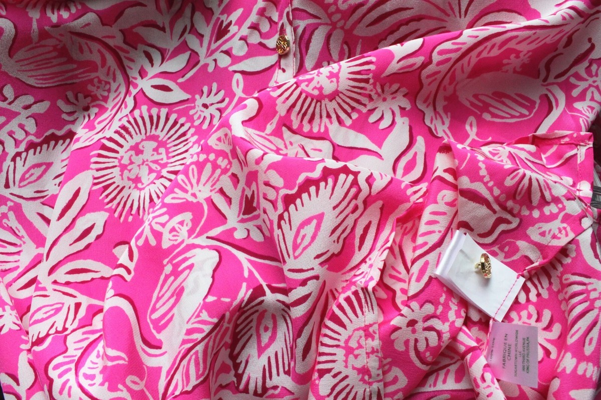 Lilly Pulitzer Elsa Silk Top, Passion Fruit Pink Absolutely