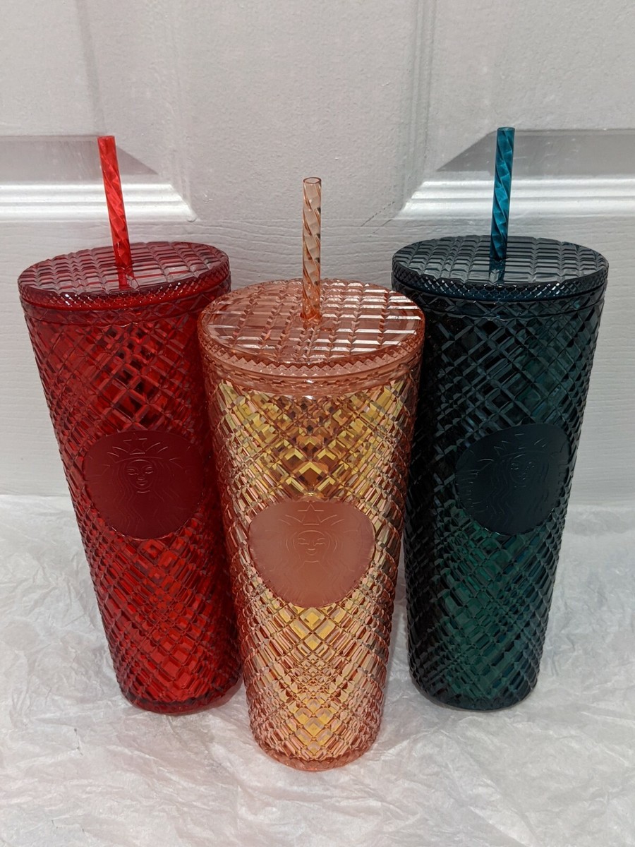 Starbucks 2021 Winter Holiday Collection Cold Cup 24oz Jeweled Tumblers Set  Of 3
