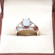 Opal Oval Cut Gemstone With 925 Sterling Silver Ring For Men's #B430
