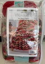 Herrschners Christmas Crochet VERY MERRY AFGHAN KIT Blanket Worsted 8 Yarn