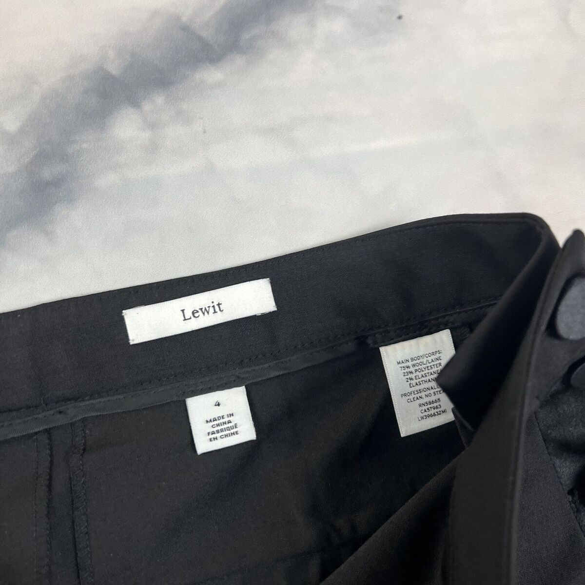 Lewit Wool Ankle Dress Pants Size 4 Black Satin Trim Tuxedo Lewit Wool Ankle Dress Pants Size 4 Black Satin Trim Tuxedo