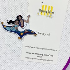 Magnetic Needle Minder Cross Stitch Aladdin/Jasmine on Carpet / Fridge Magnet