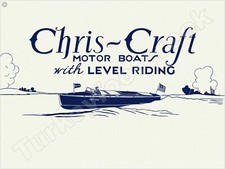 Chris - Craft Motor Boats With Level Riding 9" x 12" Metal Sign