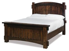 Amish Mission Arts & Crafts Solid Wood Bed Slatted Headboard Tenons