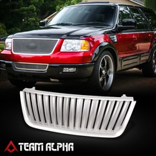 Fits 2003-2006 Ford Expedition Vertical Slat Badgeless Upper Front Grille Silver
