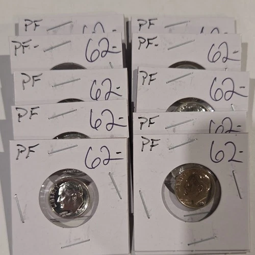 [Lot of 10] 1962 Roosevelt Dime 10C Silver Proof Uncirculated