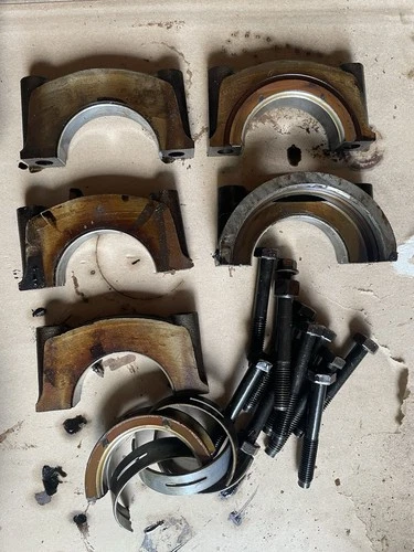 94-97 Ford 351 Windsor Engine Block Main Caps w/ Bolts Crankshaft 5.8L OEM F350