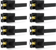 Privacy Door Levers, 8 Pack Matte Black Door Handles Heavy Duty Bed and Bath Doo