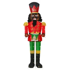 61 Inch Christmas Black Drummer Nutcracker Lighted Outdoor Patio Lawn Yard Art